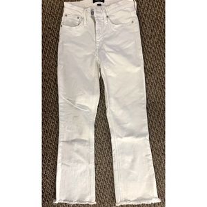 J. Crew - White Cropped Jeans w/ Raw Hem size 25